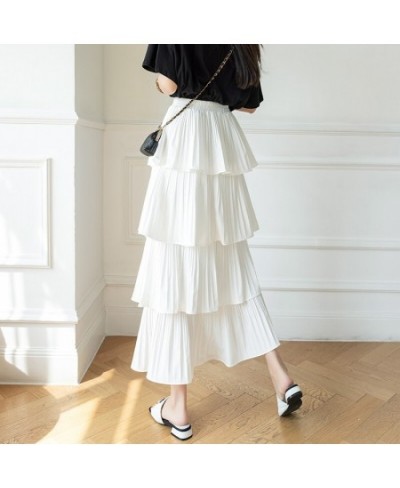 2023 New Spring Summer Black Elegant Tiered Skirt Ladies Vintage High Waist Pleated Skirts Female Fashion A-line Long Skirt $...