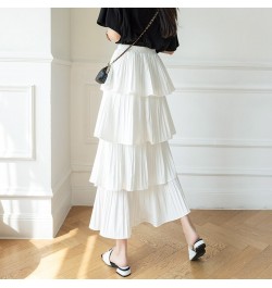 2023 New Spring Summer Black Elegant Tiered Skirt Ladies Vintage High Waist Pleated Skirts Female Fashion A-line Long Skirt $...