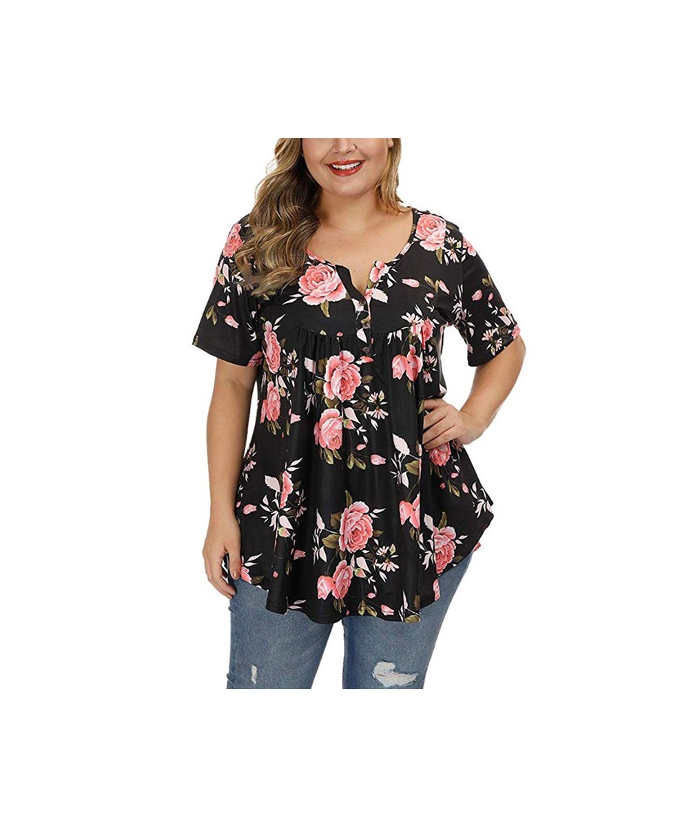 Big Sizes Summer Woman T-Shirt Loose Short Sleeve Flower Print Shirts Female Casual Clothing Large Size Tops 5XL $25.49 - Plu...