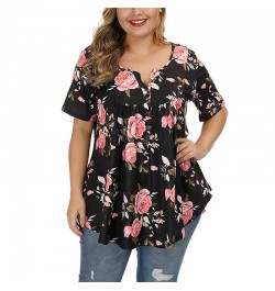 Big Sizes Summer Woman T-Shirt Loose Short Sleeve Flower Print Shirts Female Casual Clothing Large Size Tops 5XL $25.49 - Plu...