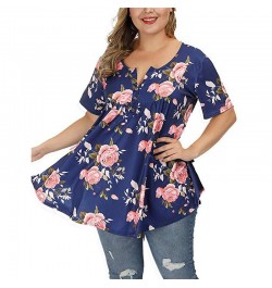 Big Sizes Summer Woman T-Shirt Loose Short Sleeve Flower Print Shirts Female Casual Clothing Large Size Tops 5XL $25.49 - Plu...