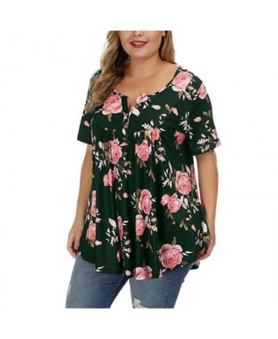 Big Sizes Summer Woman T-Shirt Loose Short Sleeve Flower Print Shirts Female Casual Clothing Large Size Tops 5XL $25.49 - Plu...