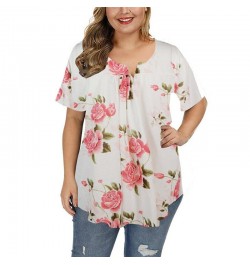 Big Sizes Summer Woman T-Shirt Loose Short Sleeve Flower Print Shirts Female Casual Clothing Large Size Tops 5XL $25.49 - Plu...