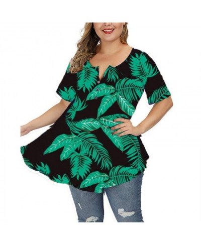 Big Sizes Summer Woman T-Shirt Loose Short Sleeve Flower Print Shirts Female Casual Clothing Large Size Tops 5XL $25.49 - Plu...