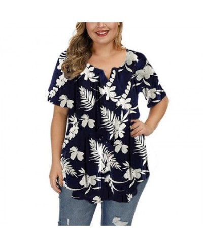 Big Sizes Summer Woman T-Shirt Loose Short Sleeve Flower Print Shirts Female Casual Clothing Large Size Tops 5XL $25.49 - Plu...