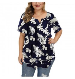 Big Sizes Summer Woman T-Shirt Loose Short Sleeve Flower Print Shirts Female Casual Clothing Large Size Tops 5XL $25.49 - Plu...