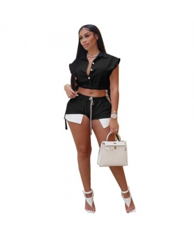 Fashion Women's Set Drawstring Hem Shirt and Split Side Shorts 2023 Summer Street INS Two 2 Piece Set Outfits Tracksuit $39.0...