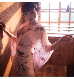 Sexy mousse woman pajamas sleepwear Japanese cherry blossom romantic chiffon fun uniform suit transparent underwear nightdres...