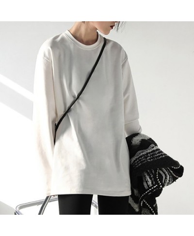 Spring Autumn Women's Solid Color Loose Long Sleeve T-shirt O-neck Basic Top Bottomed Shirt Casual Tshirt Woman Femal $59.40 ...