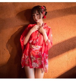 Sexy mousse woman pajamas sleepwear Japanese cherry blossom romantic chiffon fun uniform suit transparent underwear nightdres...