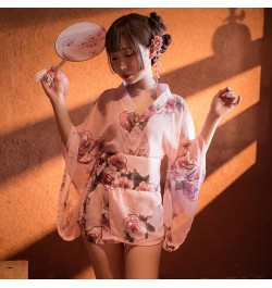 Sexy mousse woman pajamas sleepwear Japanese cherry blossom romantic chiffon fun uniform suit transparent underwear nightdres...