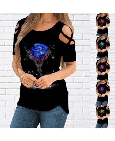 Fashion 3D Rose Print T-shirt Women Pullover Round Neck T-shirt Summer Casual Loose Short Sleeve Pulllover New2022 $24.80 - W...