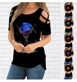 Fashion 3D Rose Print T-shirt Women Pullover Round Neck T-shirt Summer Casual Loose Short Sleeve Pulllover New2022 $24.80 - W...