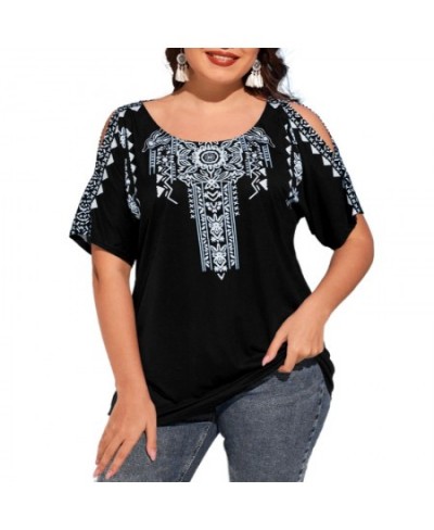 5XL Plus Size Loose TShirt Women 2023 Summer O Neck Slit Short Sleeve Floral Print Ethnic Casual Oversized Ladies Tunic Tops ...