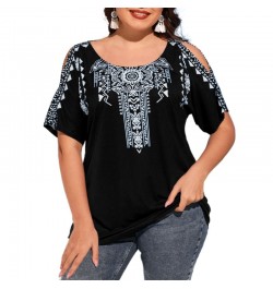 5XL Plus Size Loose TShirt Women 2023 Summer O Neck Slit Short Sleeve Floral Print Ethnic Casual Oversized Ladies Tunic Tops ...