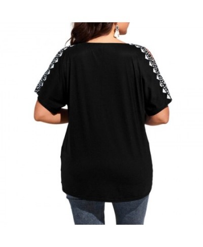 5XL Plus Size Loose TShirt Women 2023 Summer O Neck Slit Short Sleeve Floral Print Ethnic Casual Oversized Ladies Tunic Tops ...