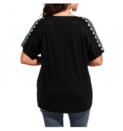 5XL Plus Size Loose TShirt Women 2023 Summer O Neck Slit Short Sleeve Floral Print Ethnic Casual Oversized Ladies Tunic Tops ...