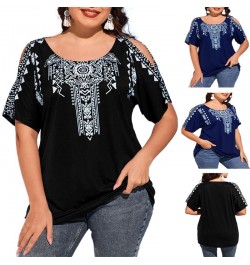 5XL Plus Size Loose TShirt Women 2023 Summer O Neck Slit Short Sleeve Floral Print Ethnic Casual Oversized Ladies Tunic Tops ...