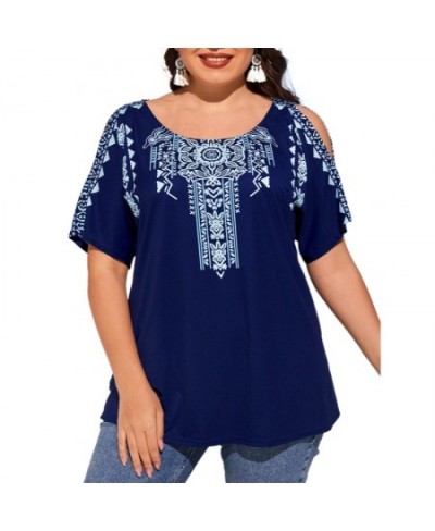 5XL Plus Size Loose TShirt Women 2023 Summer O Neck Slit Short Sleeve Floral Print Ethnic Casual Oversized Ladies Tunic Tops ...