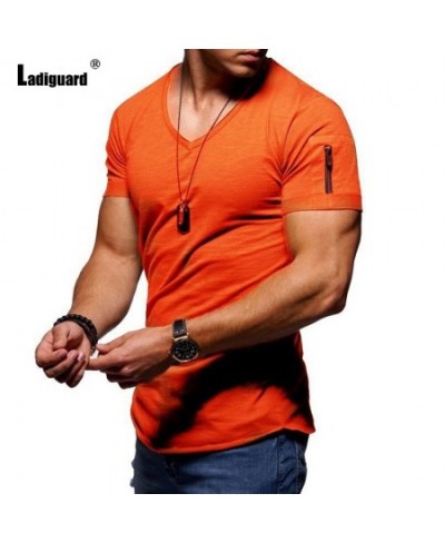 Large Size 4xl 5xl Sexy Mens clothing 2022 European Style Fashion Top Solid Casual Pullovers Men Short Sleeve Basic Tees Shir...