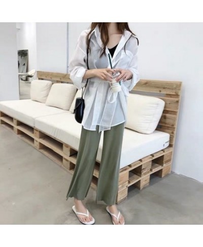 Women Sleep Bottoms Summer Ankle-length Trousers Sleepwear Breathable Sagging Loose Wide-leg Pants Harajuku Outwear $29.77 - ...