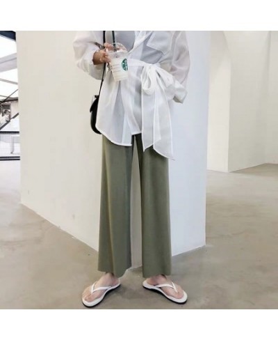 Women Sleep Bottoms Summer Ankle-length Trousers Sleepwear Breathable Sagging Loose Wide-leg Pants Harajuku Outwear $29.77 - ...