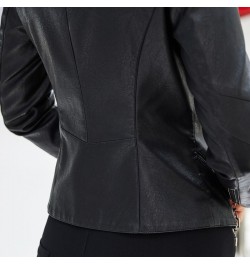 Diagonal zipper Leather women spring autumn slim new stand collar jacket women short leather jacket $79.19 - Jackets & Coats