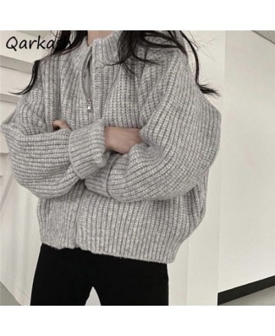 Zip Up Cardigan Women 3 Colors Solid Autumn Harajuku Кардиган Женский All-match Long Sleeve Korean Fashion College Vintage Ne...