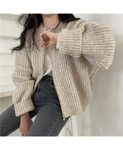 Zip Up Cardigan Women 3 Colors Solid Autumn Harajuku Кардиган Женский All-match Long Sleeve Korean Fashion College Vintage Ne...