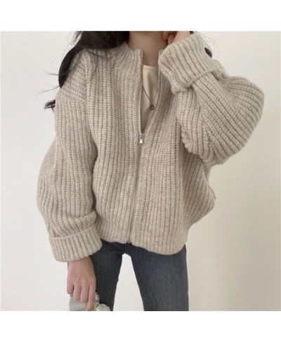 Zip Up Cardigan Women 3 Colors Solid Autumn Harajuku Кардиган Женский All-match Long Sleeve Korean Fashion College Vintage Ne...