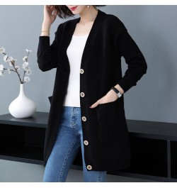 Casual Knitted Cardigan Women Tops Vintage Loose Sweater Coat Solid color Oversized Korean Fashion Clothes $44.82 - Sweaters