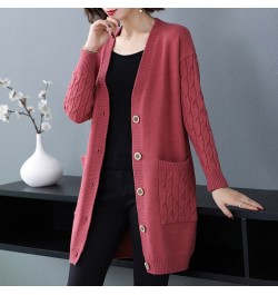 Casual Knitted Cardigan Women Tops Vintage Loose Sweater Coat Solid color Oversized Korean Fashion Clothes $44.82 - Sweaters