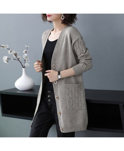 Casual Knitted Cardigan Women Tops Vintage Loose Sweater Coat Solid color Oversized Korean Fashion Clothes $44.82 - Sweaters