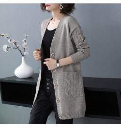 Casual Knitted Cardigan Women Tops Vintage Loose Sweater Coat Solid color Oversized Korean Fashion Clothes $44.82 - Sweaters