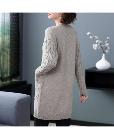 Casual Knitted Cardigan Women Tops Vintage Loose Sweater Coat Solid color Oversized Korean Fashion Clothes $44.82 - Sweaters