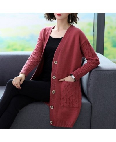 Casual Knitted Cardigan Women Tops Vintage Loose Sweater Coat Solid color Oversized Korean Fashion Clothes $44.82 - Sweaters