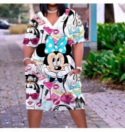 Summer Women Dress Sexy Short Sleeve Party Dresses Minnie Mickey Mouse Elegant Dress Women Fashion Beach Ethnic Sundress $36....