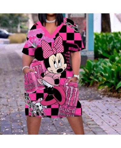 Summer Women Dress Sexy Short Sleeve Party Dresses Minnie Mickey Mouse Elegant Dress Women Fashion Beach Ethnic Sundress $36....