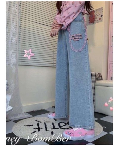 High Street Jeans Women Playful Girl Grunge Rainbow Heart Embroidery Denim Pants 2022SS Wide-leg Trousers Vintage Jeans $44.5...