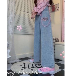 High Street Jeans Women Playful Girl Grunge Rainbow Heart Embroidery Denim Pants 2022SS Wide-leg Trousers Vintage Jeans $44.5...