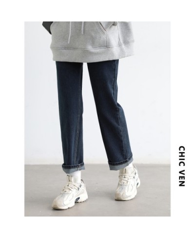 Women's Jeans Korean Casual High Waist Straight Cotton Denim Trousers for Female Woman Pants Autumn Winter 2022 $84.59 - Jeans