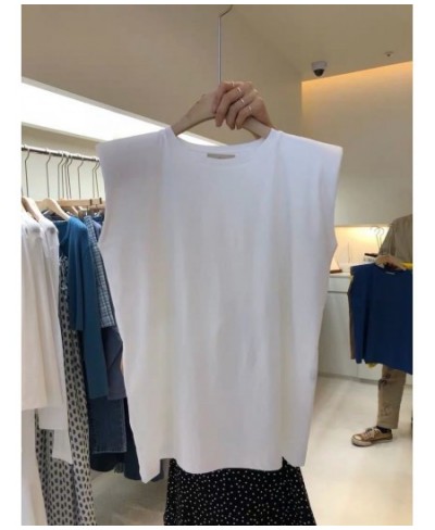 Summer T Shirt Women Pure color round collar sleeveless fashion loose leisure vest Female Tee Tshirts WBXW77 $23.33 - Women Tops