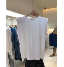 Summer T Shirt Women Pure color round collar sleeveless fashion loose leisure vest Female Tee Tshirts WBXW77 $23.33 - Women Tops