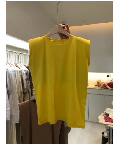 Summer T Shirt Women Pure color round collar sleeveless fashion loose leisure vest Female Tee Tshirts WBXW77 $23.33 - Women Tops