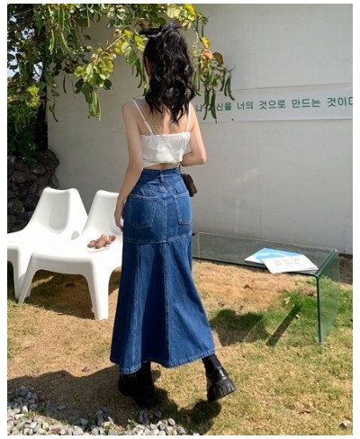 S-XL Fish Tail Denim Skirt Women Mermaid Trumpet Long Skirts Ankle-Length Pleated Empire High Waist Jeans Female(78879 $47.66...