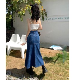 S-XL Fish Tail Denim Skirt Women Mermaid Trumpet Long Skirts Ankle-Length Pleated Empire High Waist Jeans Female(78879 $47.66...