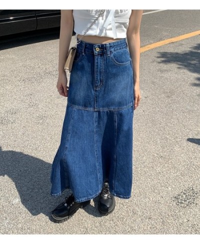 S-XL Fish Tail Denim Skirt Women Mermaid Trumpet Long Skirts Ankle-Length Pleated Empire High Waist Jeans Female(78879 $47.66...