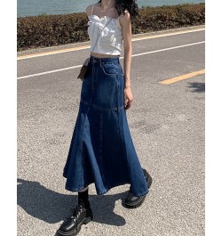 S-XL Fish Tail Denim Skirt Women Mermaid Trumpet Long Skirts Ankle-Length Pleated Empire High Waist Jeans Female(78879 $47.66...