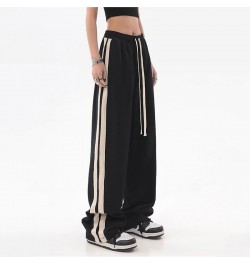 Streetwear Vintage Harajuku Striped Jogging Sweatpants Women Oversize Drawstring Elastic Waist Wide Leg Casual Sports Trouser...