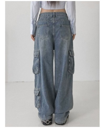 Vintage Y2K Denim Cargos Fashion Harajuku Aesthetic 90s Jeans for Women Chic High Waisted Straight Baggy Trousers $52.21 - Bo...